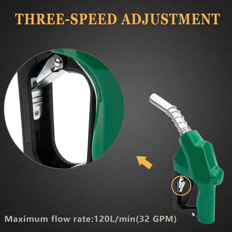 GDDGHS Fuel Nozzle 1 Inch NPT, Auto Shut Off Fuel Nozzle1-3/16 Inches(OD=30mm) Automatic Fueling Nozzle for Diesel Fuel Filling, Max Flow Rate 120L/Min(32GPM), 1-3/16 Inches(OD=30mm) Spout, Green - Image 5